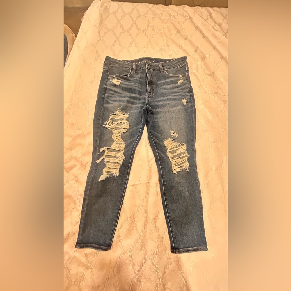 American Eagle Outfitters Ripped Blue Skinny Jeans